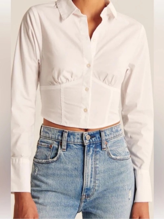 Abercrombie & Fitch Tops - Abercrombie & Fitch White Corset Button Shirt Top Women's Medium